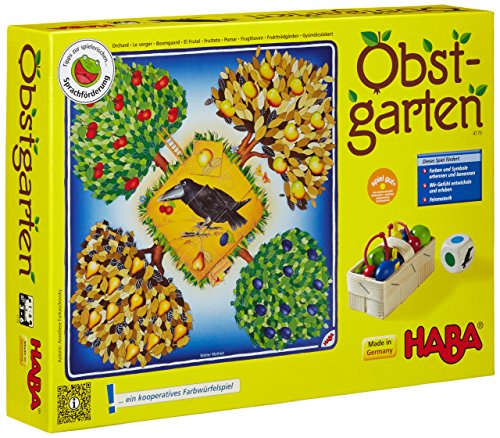 Haba 4170 - Fruittuin spannend dobbelspel, met 40 vruchten van hout en gemakkelijk te begrijpen spelregels, populair bordspel vanaf 3 jaar