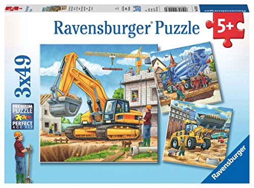 Ravensburger 92260 Puzzel Grote Bouwvoertuigen - Drie Puzzels - 49 Stukjes - Kinderpuzzel