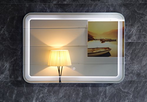 Dr. Fleischmann Design LED-verlichting badkamerspiegel GS086 lichtspiegel wandspiegel met touch-schakelaar daglichtwit IP44 (80x60cm)