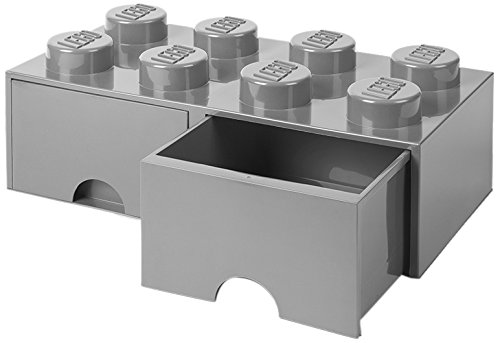 Lego Brick 8 Opberglade, Plastic, Stone Grey, 50 x 25 x 18 Cm, 1.0 Piece