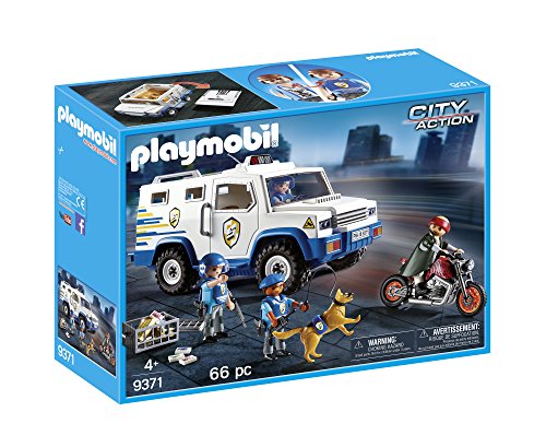 Playmobil 9371 City Action Waardetransportauto, Met Accessoires, Wit/Blauw, 12.5 x 28.4 x 38.51 cm