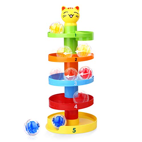 Peradix Knikkerbaan Educatief Babyspeelgoed voor 1 2-jarige jongen Meisje Peuters Swirl Ball Ramp Ball Drop Toys Puzzel Rollende bal Torenbelstapelaar voor kinderen Activiteitencentrumspellen