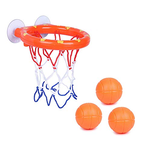 Badspeelgoed, Basketbalstandaard Baby Waterspeelgoed met Zuignap, Leuke badbasketbalring voor Kinderen Peuter met 3 Ballen, Badschietspel voor Kleine Jongens Meisjes