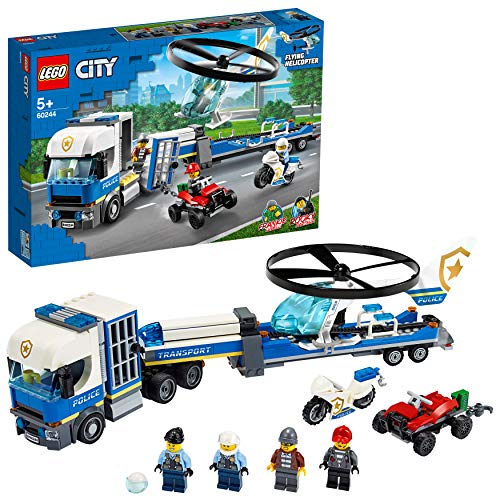 LEGO City Politiehelikoptertransport 60244 politiespeelgoed, coole bouwset voor kinderen (317 onderdelen)