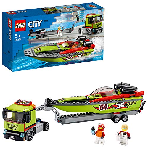 LEGO City Raceboottransport 60254 racebootspeelgoed, leuke bouwset voor kinderen (238 onderdelen)