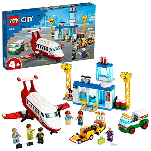 LEGO® City Centrale luchthaven 60261 bouwspeelgoed met een passagiersvliegtuig, luchthaven, brandstoftanker, bagagetrekker, vracht en 6 minifiguren (286 onderdelen)