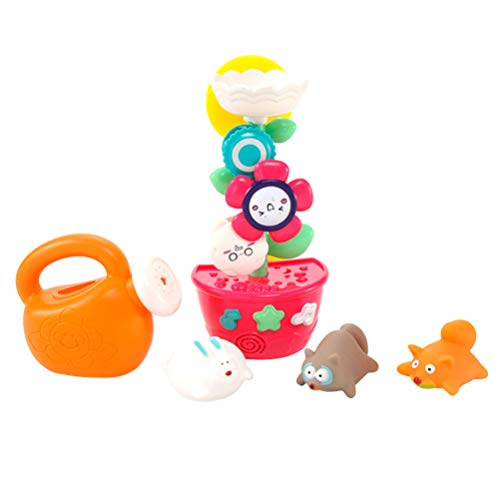 TOYANDONA 5 stuks badspeelgoed voor baby's, schattige dieren in bloemenvorm, waterval, douche, speelgoed voor baby's en peuters.