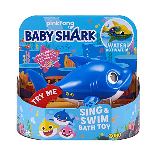 Zuru Robo Alive Junior Baby Shark Daddy badspeelgoed, 25282B, blauw