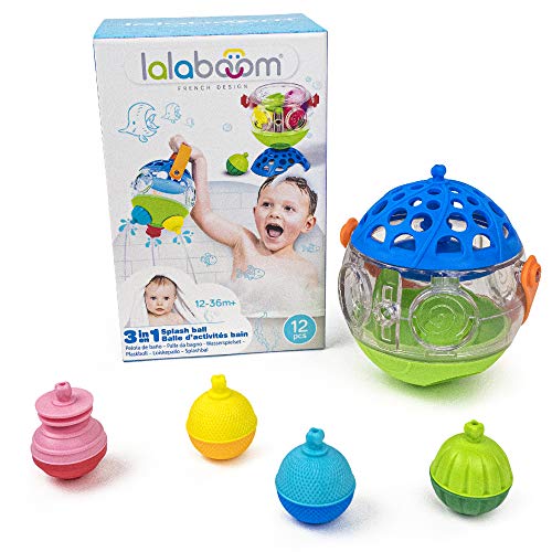 Lalaboom - 3-in-1 baby activiteit badspeelgoed en bal - Montessori onderwijsvormen en kleuren en bouwspel en leerspeelgoed voor baby en kind van 12 maanden tot 4 jaar oud - BL510, 12 stuks