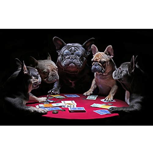 GuDoQi Puzzel 1000 Stuks Legpuzzels voor Volwassenen Puzzel Bulldog Kaartspel Puzzel Dier Kinderen