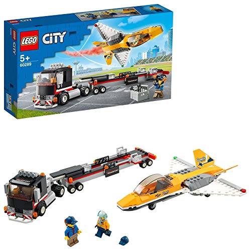 LEGO 60289 City Geweldige Voertuigen Airshow Jet Transporter Vrachtwagen met Aanhaner en Jet Vliegtuig