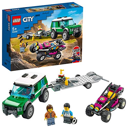 LEGO 60288 City Geweldige Voertuigen Race Buggy Transporter Vrachtwagen met aanhanger en Bestuurbare Baja-Raceauto