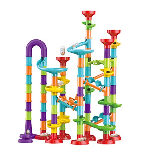 Knikkerbaan,113-delige knikkerbanen Toy Marble Maze Race Track Game Set, educatief leerspeelgoed cadeau voor kinderen Jongens en meisjes vanaf 3 jaar oud (83-delige constructieset, 30 glazen knikkers)