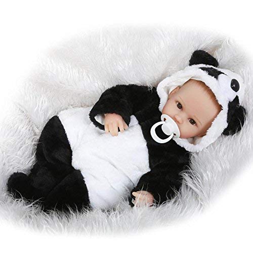 Zacht vinyl siliconen 17 '43cm echt leven als herboren babypop Realistisch pasgeboren poppen speelgoed in Panda Outit zonder haar Gratis magneet Fopspeen Geschenkpoppen