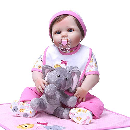 22 'reborn full body siliconen realistische reborn babypoppen zien er echt uit zacht siliconen vinyl pasgeboren babypop peuter baby meisje speelgoed beste cadeau (vinyl) poppen