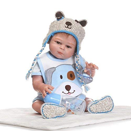 20 Inch 50cm Full Body Tweeling Jongen en Meisje Poppen Zacht Siliconen Vinyl Echt Leven Als Reborn Doll Zacht Vinyl Realistisch Pasgeboren Babypop Waterdichte Magneet Fopspeen Cadeau (Jongen) Poppen