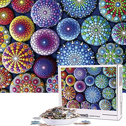 Puzzel 1000 Stukjes Stenen Mandala Puzzel voor Volwassenen Puzzel Bloem voor Decompressie en Cadeau