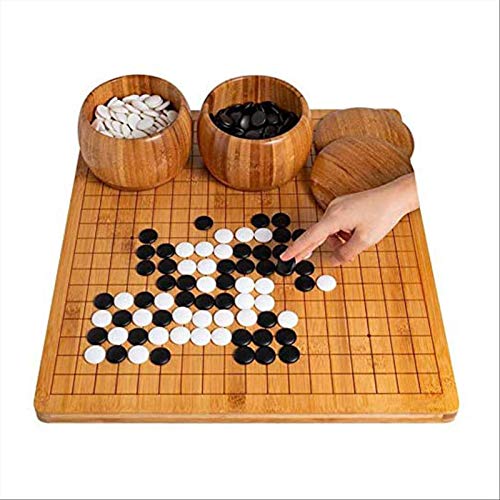 Bordspel, Bordspellen voor 2 spelers, Go Game Weiqi Go Bordspel, Go Game Set 0,7-inch houten bord, 19x19 raster, inclusief schalen, 361 zwart-witte schaakstukken